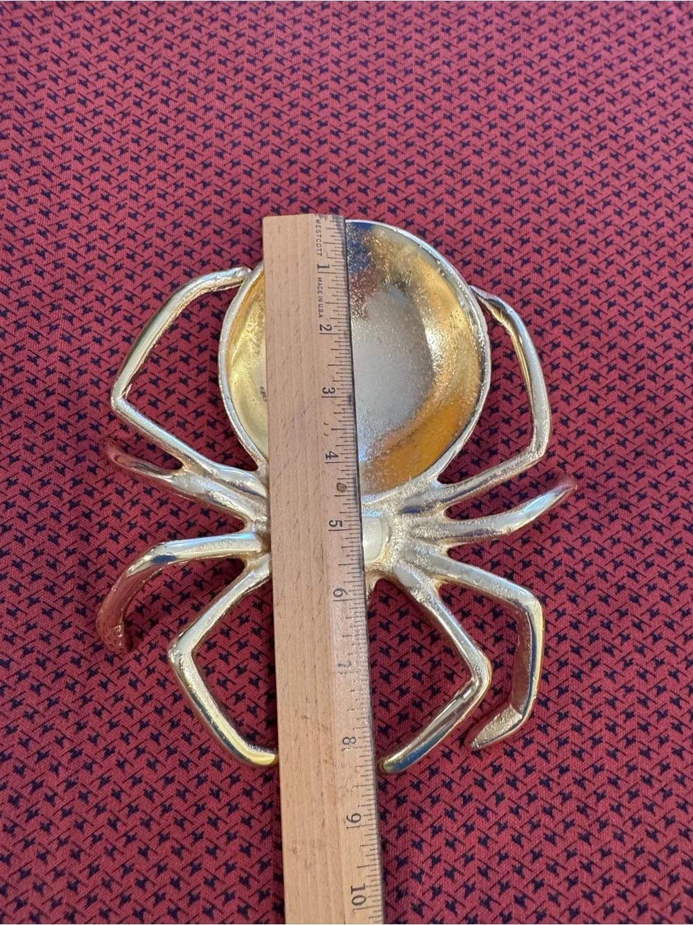 Gold Spider Trinket Dish Catchall Bowl Halloween Gothic Decor Large Maximalist